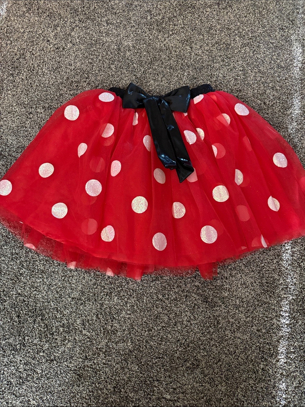 Disney Red Polka Dot Circle Skirt with Black Bow